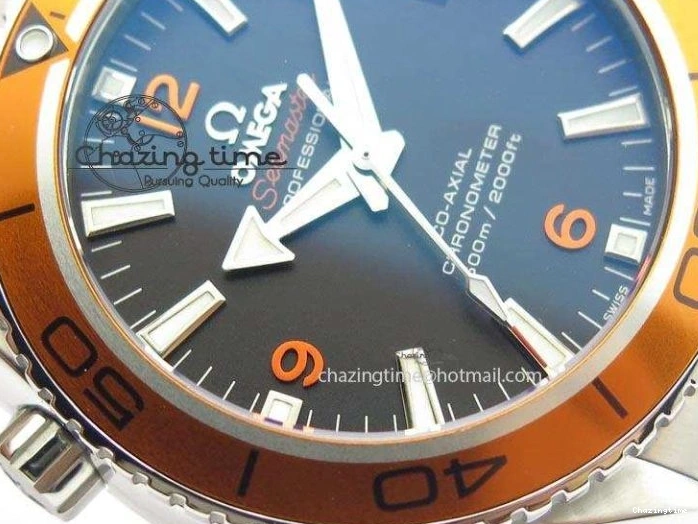 0820 FlexibleFit Planet Ocean SS Bp Maker 45mm Orange Bezel On SS Bracelet A 8216